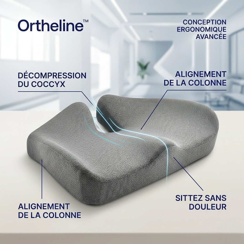 ORTHELINE™ – Coussin Orthopédique pour Coccyx et Dos